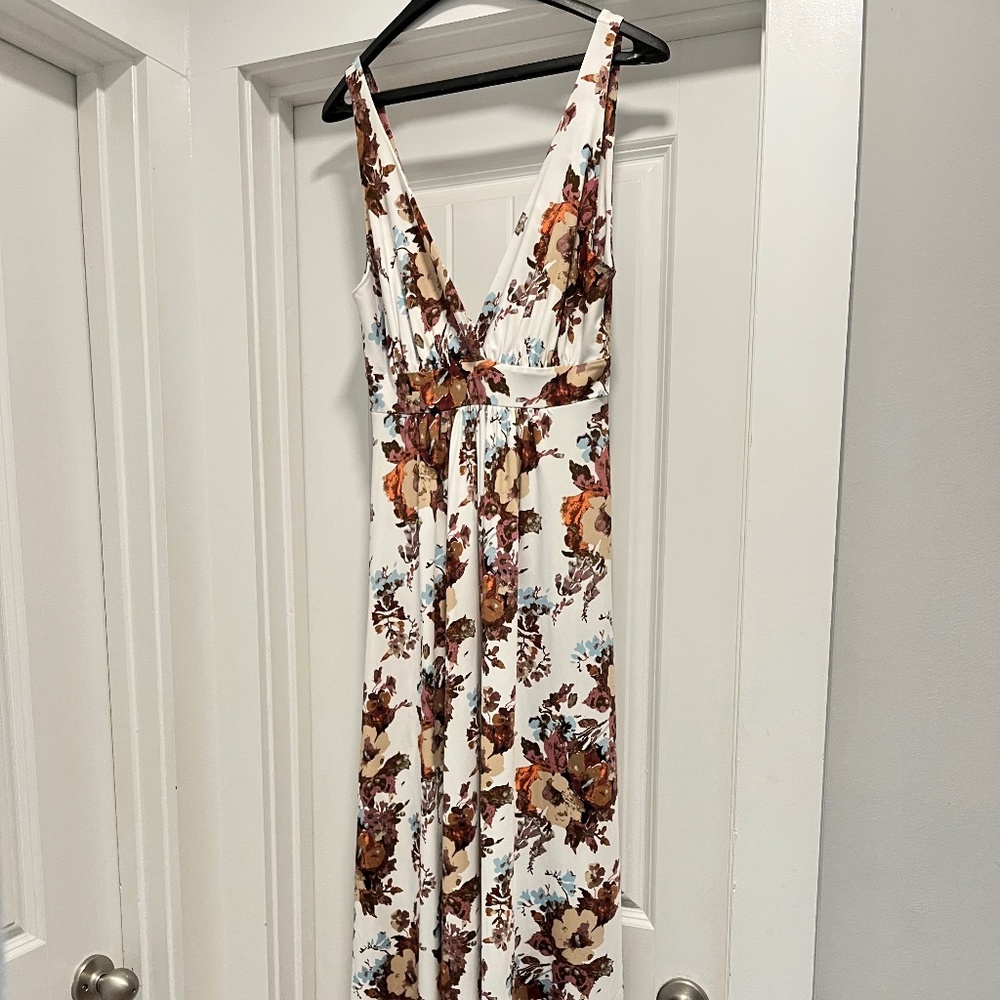Floral and White Maxi Dress